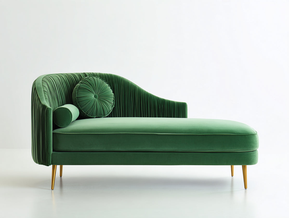 Chaise longue-Velours-Métal-190 x 80 x 82 cm-Vert-Moderne