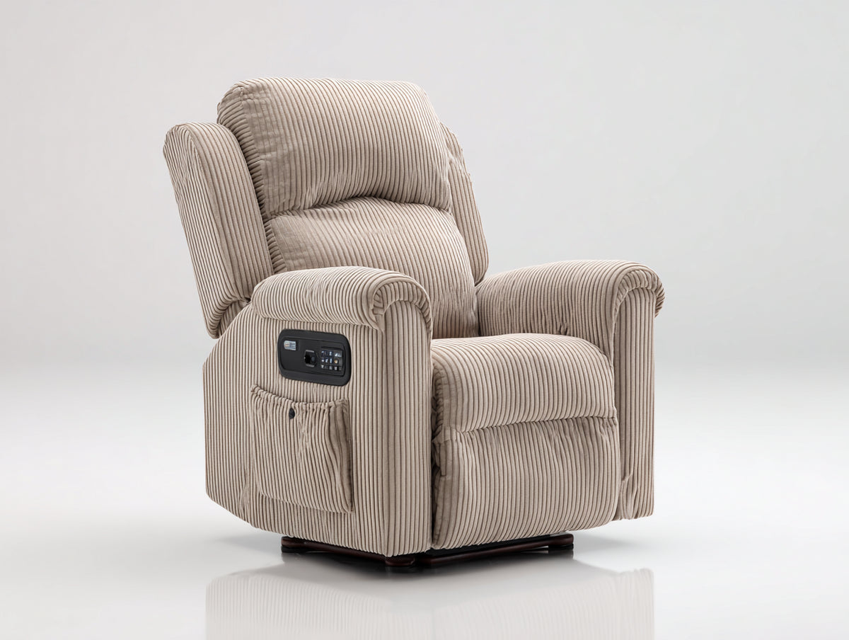 Fauteuil relax - tissu côtelé - 95 x 90 x 110 cm - beige - style moderne