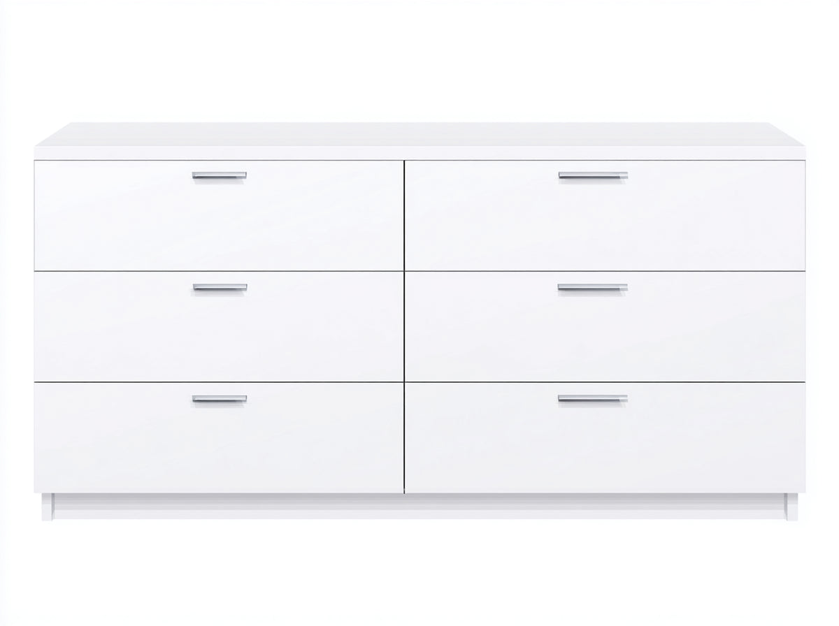 Commode - Panneaux de bois - 148 x 40 x 76 cm - Blanc brillant - Style moderne