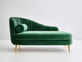 Chaise longue-Velours-Métal-195 x 82 x 82 cm-Vert-Moderne