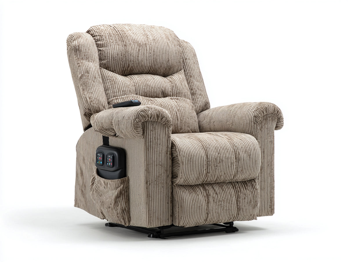 Fauteuil relax - tissu côtelé - 95 x 90 x 110 cm - beige - style contemporain