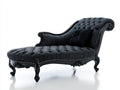 Chaise longue-Velours-Bois-205 x 90 x 95 cm-Noir-Baroque