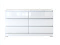 Commode - Panneaux de bois - 154 x 42 x 78 cm - Blanc brillant - Style moderne