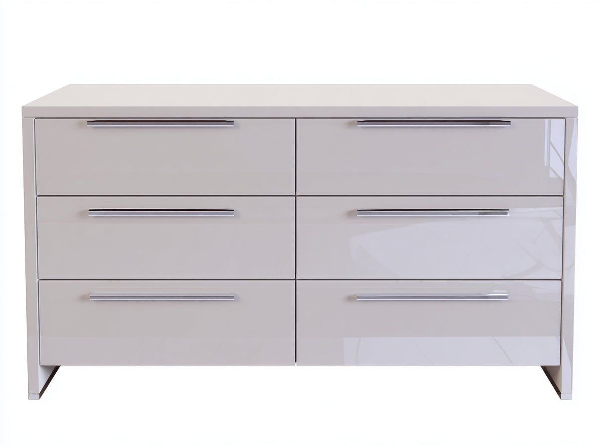 Commode - Panneaux de bois - 138 x 43 x 78 cm - Blanc brillant - Style moderne