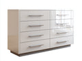 Commode - Panneaux de bois - 158 x 44 x 88 cm - Beige brillant-Marron bois - Style moderne