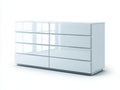 Commode - Panneaux de bois - 152 x 44 x 82 cm - Blanc bleuté brillant - Style contemporain