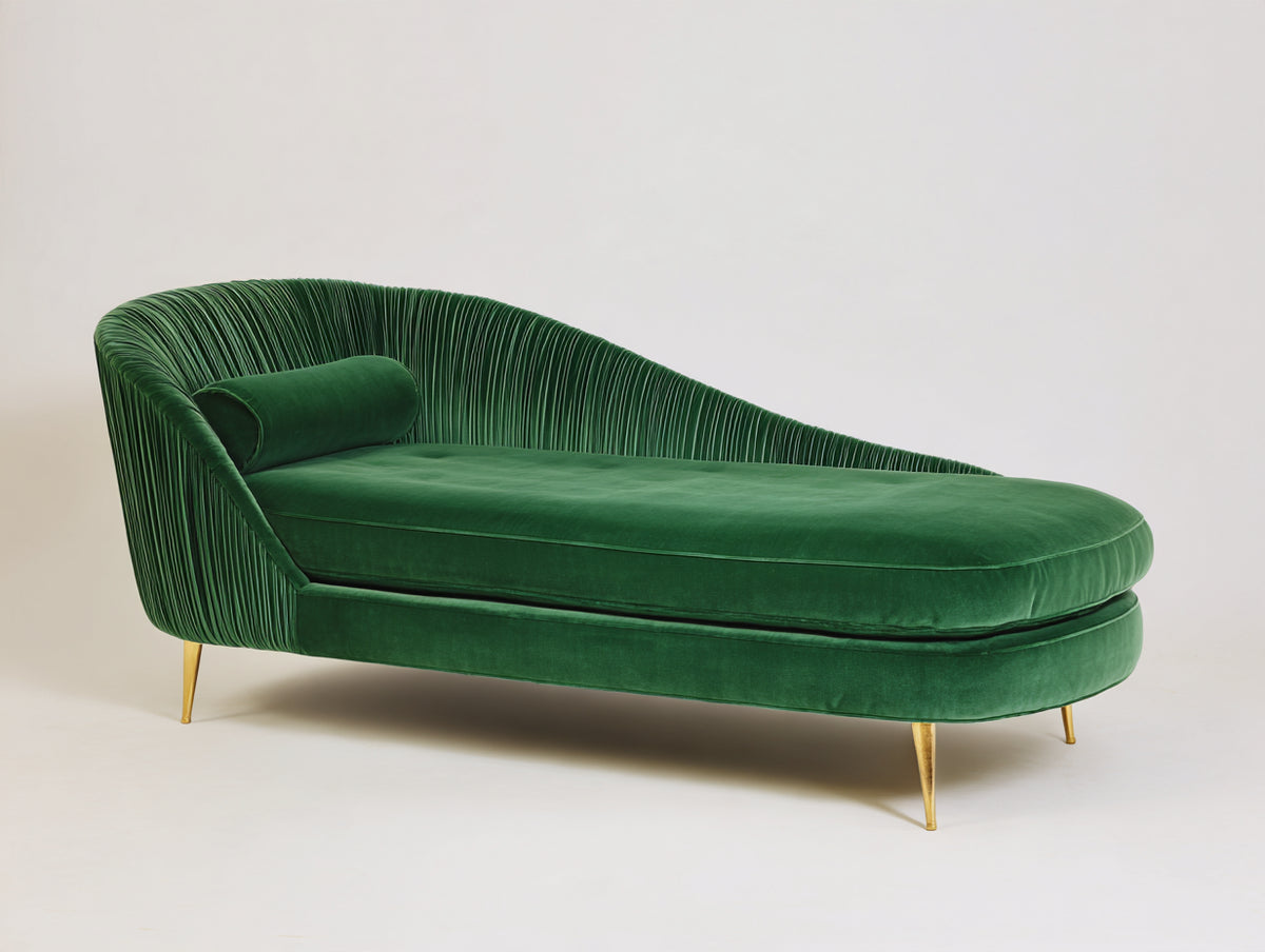 Chaise longue-Velours-Métal-202 x 88 x 83 cm-Vert-Moderne